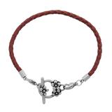 3.0mm Wine Red Leather Steel Bracelet PSB050C VNISTAR Stainless Steel Bracelets