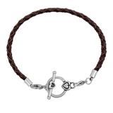 3.0mm Brown Leather Steel Bracelet PSB052B VNISTAR Bracelets