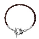 3.0mm Brown Leather Steel Bracelet PSB052C VNISTAR Stainless Steel Basic Bracelets