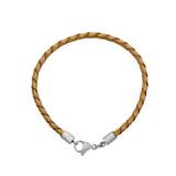 3.0mm Yellow Leather Steel Bracelet PSB053 VNISTAR Stainless Steel Basic Bracelets