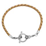 3.0mm Yellow Leather Steel Bracelet PSB053B VNISTAR Stainless Steel Basic Bracelets