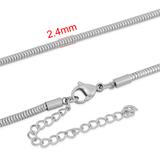 2.4mm Steel Snake Chain Necklace PSN001B VNISTAR Steel Basic Necklaces