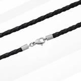 3.0mm Steel  Black Leather Necklace PSN033 VNISTAR Steel Basic Necklaces