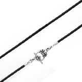 3.0mm Steel  Black Leather Necklace PSN033C VNISTAR Necklaces