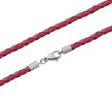 3.0mm Steel  Rose Pink Leather Necklace PSN034 VNISTAR Steel Basic Necklaces