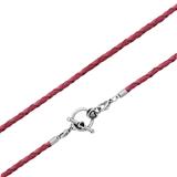 3.0mm Steel  Rose Pink Leather Necklace PSN034B VNISTAR Steel Basic Necklaces
