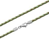 3.0mm Steel  Light Green Leather Necklace PSN035 VNISTAR Steel Basic Necklaces
