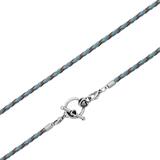 3.0mm Steel  Light Blue Leather Necklace PSN036B VNISTAR Stainless Steel Necklaces