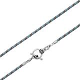 3.0mm Steel  Light Blue Leather Necklace PSN036B VNISTAR Steel Basic Necklaces