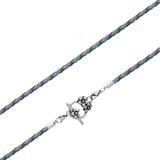 3.0mm Steel  Light Blue Leather Necklace PSN036C VNISTAR Steel Basic Necklaces