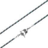 3.0mm Steel  Light Blue Leather Necklace PSN036C VNISTAR Necklaces