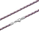 3.0mm Steel  Light Purple Leather Necklace PSN037 VNISTAR Stainless Steel Necklaces