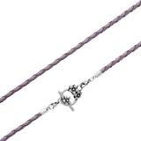 3.0mm Steel  Light Purple Leather Necklace PSN037C VNISTAR Stainless Steel Necklaces