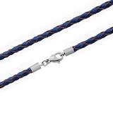 3.0mm Steel  Dark Blue Leather Necklace PSN038 VNISTAR Steel Basic Necklaces