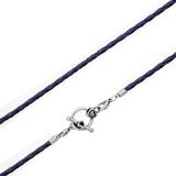3.0mm Steel  Dark Blue Leather Necklace PSN038B VNISTAR Steel Basic Necklaces