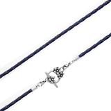 3.0mm Steel  Dark Blue Leather Necklace PSN038C VNISTAR Stainless Steel Necklaces
