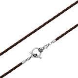 3.0mm Steel  Brown Leather Necklace PSN040B VNISTAR Stainless Steel Necklaces
