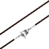 3.0mm Steel  Brown Leather Necklace PSN040C VNISTAR Steel Basic Necklaces