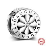 Flower Daughter 925 Sterling Silver Charms S022 VNISTAR Silver Love Family Charms