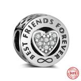 925 Sterling Silver Best Friends Beads S023 VNISTAR Silver Love Family Charms