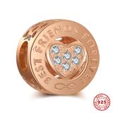 Best Friends Forever Rose Gold Plated 925 Sterling Silver European Beads S023R VNISTAR Silver Rose Gold Plated Charms