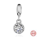 Clear Crystal Stone Brithstone 925 Sterling Silver European Charm S032-1 VNISTAR Silver Dangle Charms