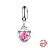 Heart CZ Zircon 925 Sterling Silver European Beads S033-3 VNISTAR Silver Dangle Charms