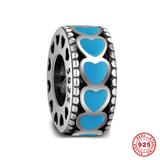 Heart Enamel 925 Sterling Silver European Spacer Beads S041-3 VNISTAR Silver Spacer Charms