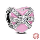 Pink Gift Box 925 Sterling Silver European Charm S046-1 VNISTAR Silver Love Family Charms