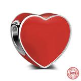 Red Hot Heart 925 Sterling Silver European Beads S057-1 VNISTAR Silver Love Family Charms