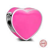 Rose Pink Heart 925 Sterling Silver European Beads S057-2 VNISTAR 925 Silver Charms