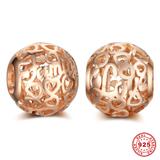 Love Family Rose Gold Plated 925 Sterling Silver European Beads S058R VNISTAR 925 Silver Charms