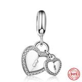 Heart Locks 925 Sterling Silver European Charm S069 VNISTAR 925 Silver Charms