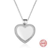 24mm Sterling Silver Heart Clear Zircon Floating Pendant SA004 VNISTAR Silver Accessories