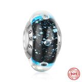 925 Sterling Silver Crystal Stones Lampwork Glass Beads SG006 VNISTAR Silver Lampwork Glass Charms