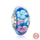 925 Sterling Silver Lampwork Glass Beads SG010-3 VNISTAR Silver Lampwork Glass Charms