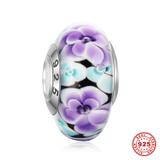 925 Sterling Silver Lampwork Glass Beads SG011-1 VNISTAR Silver Lampwork Glass Charms
