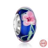 925 Sterling Silver Lampwork Glass Beads SG017 VNISTAR Silver Lampwork Glass Charms