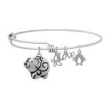 Steel Charm Bangle T003BA VNISTAR Stainless Steel Charm Bangles