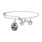 Steel Charm Bangle T014BA VNISTAR Stainless Steel Charm Bangles