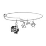 Steel Charm Bangle T033BA VNISTAR Stainless Steel Charm Bangles