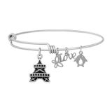 Steel Charm Bangle T080BA VNISTAR Stainless Steel Charm Bangles