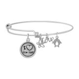 Steel Charm Bangle T096BA VNISTAR Stainless Steel Charm Bangles