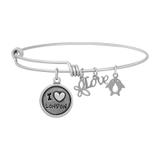 Steel Charm Bangle T097BA VNISTAR Stainless Steel Charm Bangles