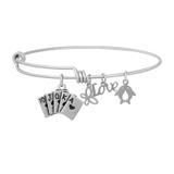 Steel Charm Bangle T106BA VNISTAR Stainless Steel Charm Bangles