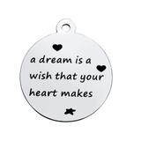 Stainless Steel Pendant with Back Laser Words T266 VNISTAR Steel Laser Words Charms
