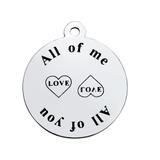 Stainless Steel Pendant with Back Laser Words T267 VNISTAR Steel Laser Words Charms