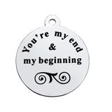 Stainless Steel Pendant with Back Laser Words T274 VNISTAR Steel Laser Words Charms