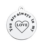 Stainless Steel Pendant with Back Laser Words T338 VNISTAR Steel Laser Words Charms