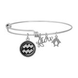 Steel Charm Bangle T478BA VNISTAR Stainless Steel Charm Bangles